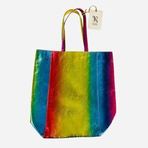 NEW HOBO Rainbow Metallic Leather Pride Tote Bag